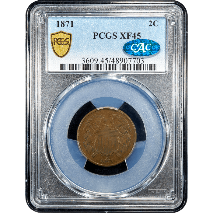 1871 Two Cents (2c) SLAB Image