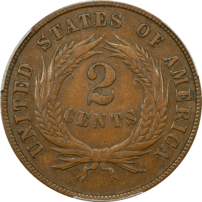 1871 Two Cents (2c) REVERSE Image
