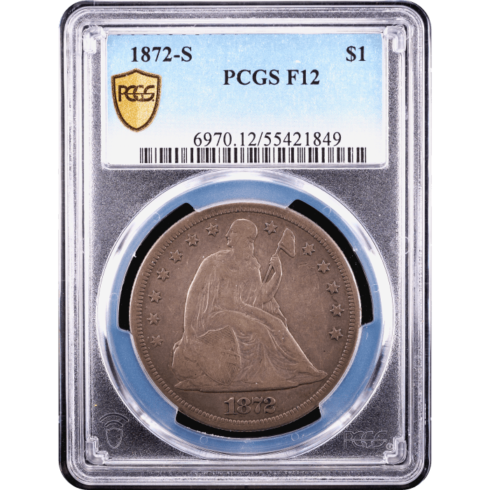 1872-S Seated Liberty Dollar ($1) Obverse Slab Image