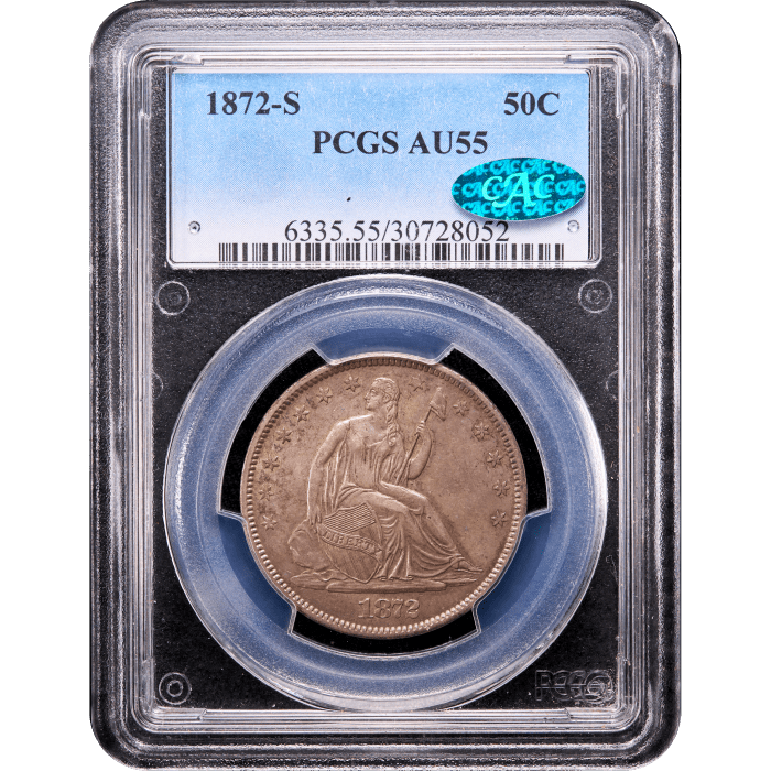 1872-S Seated Liberty Half Dollar (50c) Obverse Slab Image