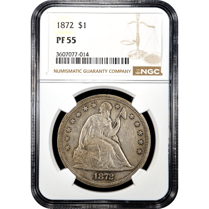 1872 Seated Liberty Dollar ($1) Obverse Slab Image