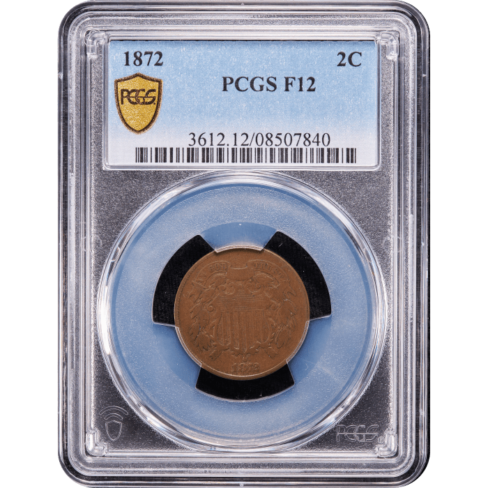 1872 Two Cents (2c) Obverse Slab Image