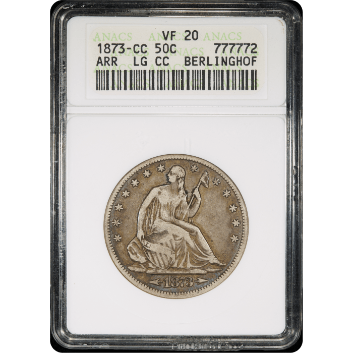 1873-CC Arrows Seated Liberty Half Dollar (50c) Obverse Slab Image