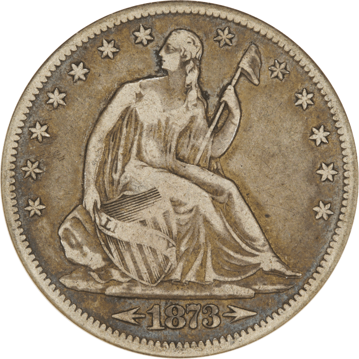 1873-CC Arrows Seated Liberty Half Dollar (50c) Obverse Image
