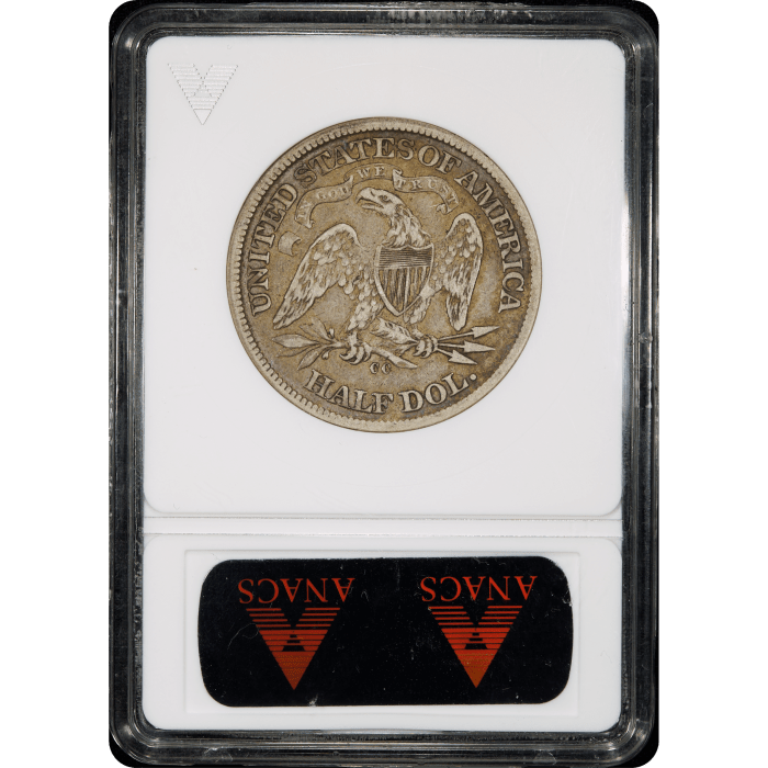 1873-CC Arrows Seated Liberty Half Dollar (50c) Reverse Slab Image