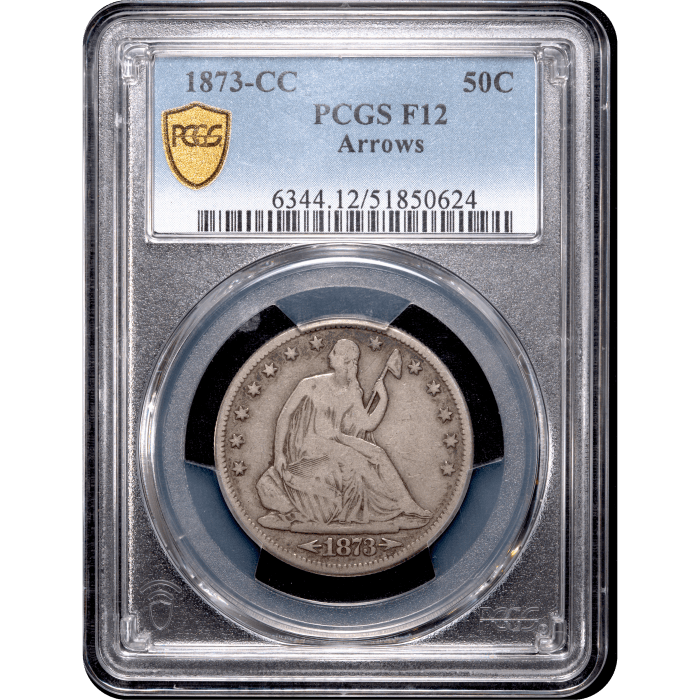 1873-CC Arrows Seated Liberty Half Dollar (50c) Obverse Slab Image