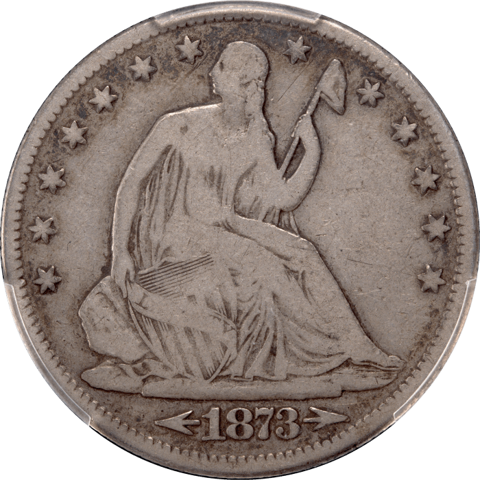 1873-CC Arrows Seated Liberty Half Dollar (50c) Obverse Image