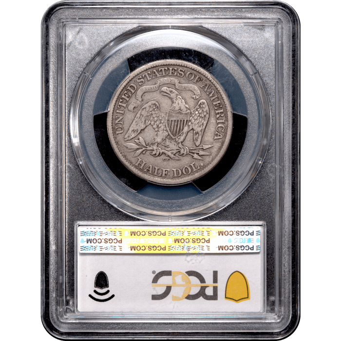 1873-CC Arrows Seated Liberty Half Dollar (50c) Reverse Slab Image