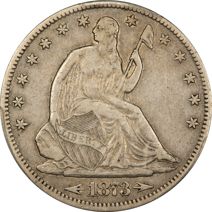 1873-CC Seated Liberty Half Dollar (50c) Arrows Obverse Image