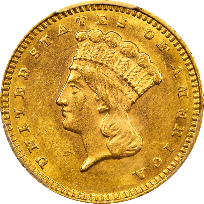 1873 Gold Dollar ($1) Open 3 Obverse Image