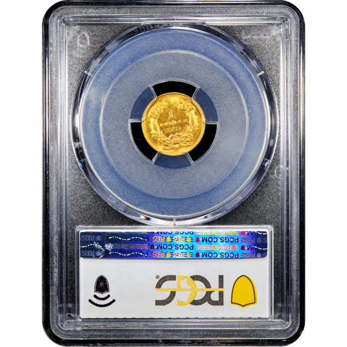 1873 Gold Dollar ($1) Open 3 Reverse Slab Image