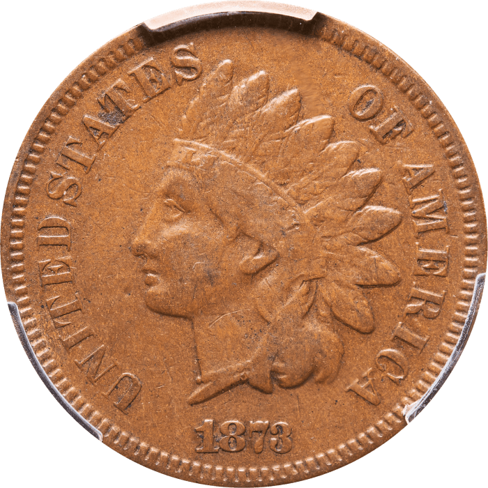 1873 Indian Cent (1c) Doubled Liberty OBVERSE Image
