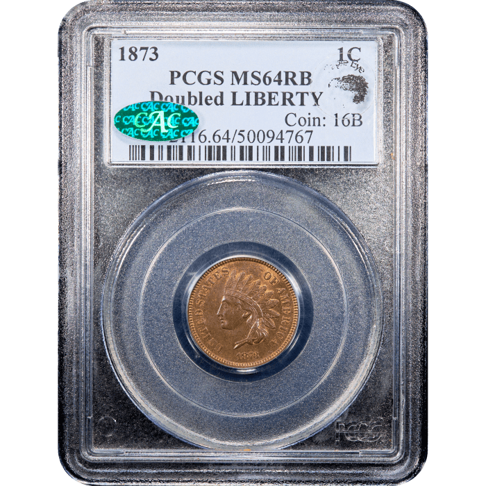 1873 Indian Cent (1c) Doubled Liberty SLAB Image