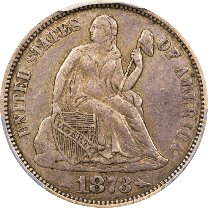 1873 Seated Liberty Dime (10c) Arrows, Doubled Die Obverse Obverse Image