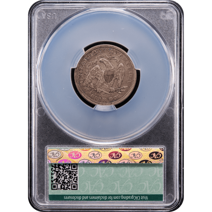 1873 Seated Liberty Quarter (25c) Arrows Reverse Slab Image