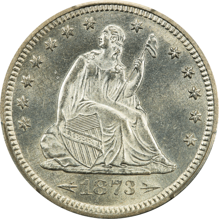 1873 Seated Liberty Quarter (25c) Arrows OBVERSE Image