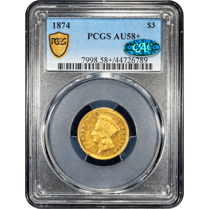 1874 Gold Three Dollars ($3) SLAB Image