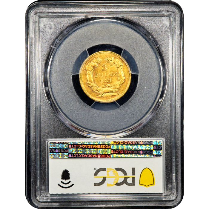 1874 Gold Three Dollars ($3) SLAB Image