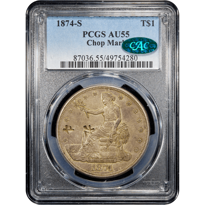 1874-S Trade Dollar (T$1) Chopmarked SLAB Image