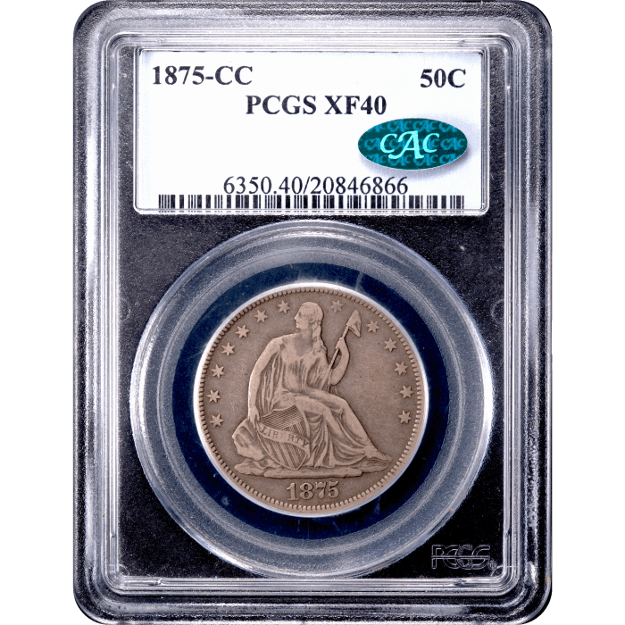 1875-CC Seated Liberty Half Dollar (50c) Obverse Slab Image