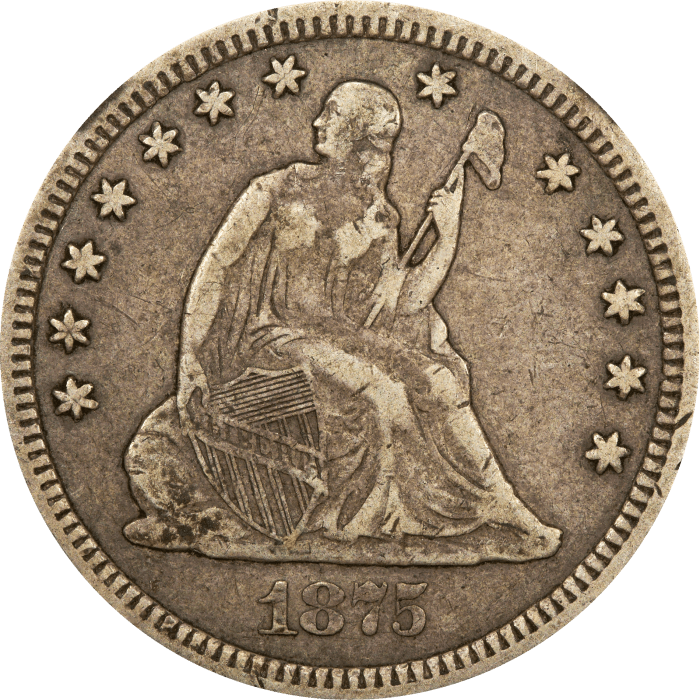 1875-CC Seated Liberty Quarter (25c) Obverse Image