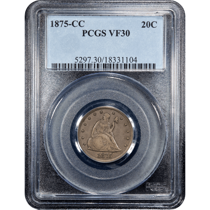 1875-CC Twenty Cents (20c) Obverse Slab Image