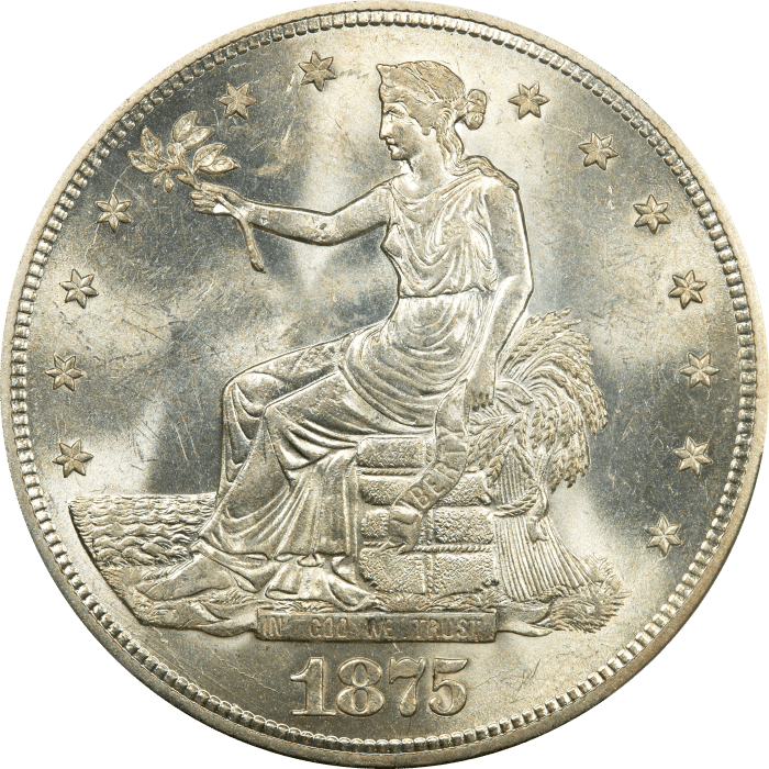 1875-S Trade Dollar ($1) Chopmarked Obverse Image