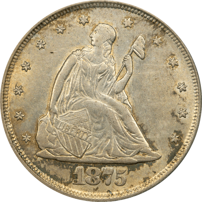 1875-S Twenty Cents (20c) OGH OBVERSE Image