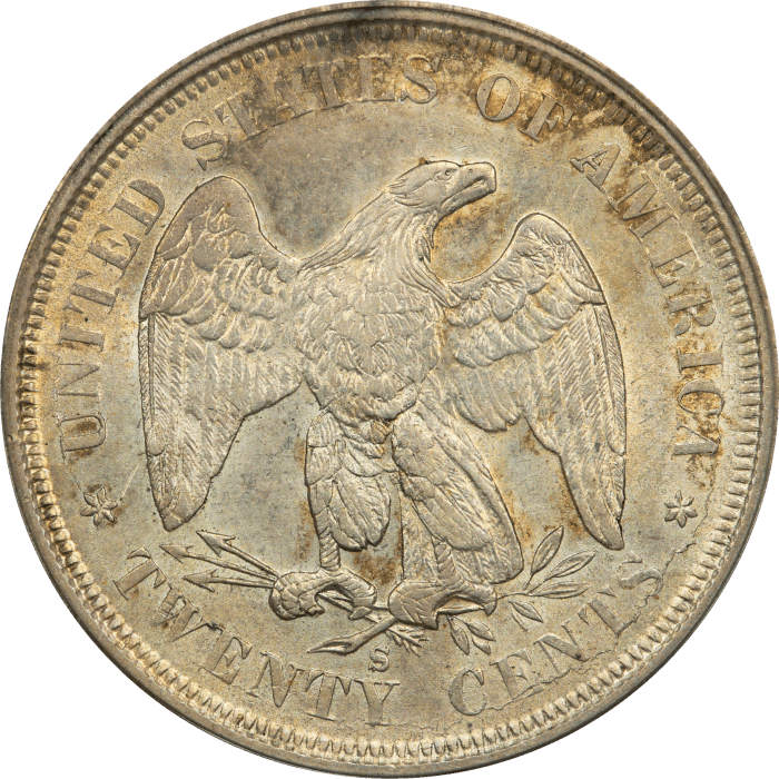 1875-S Twenty Cents (20c) OGH REVERSE Image