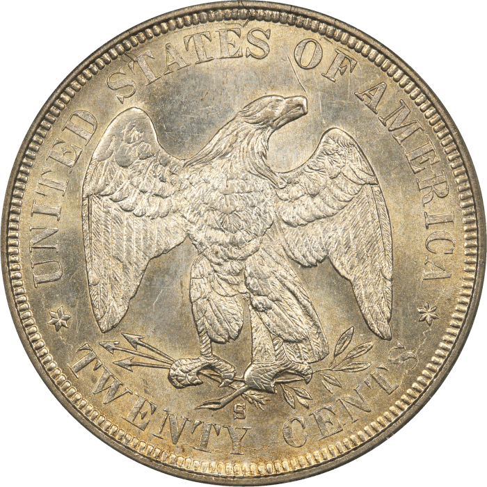 1875-S Twenty Cents (20c) OGH Reverse Image