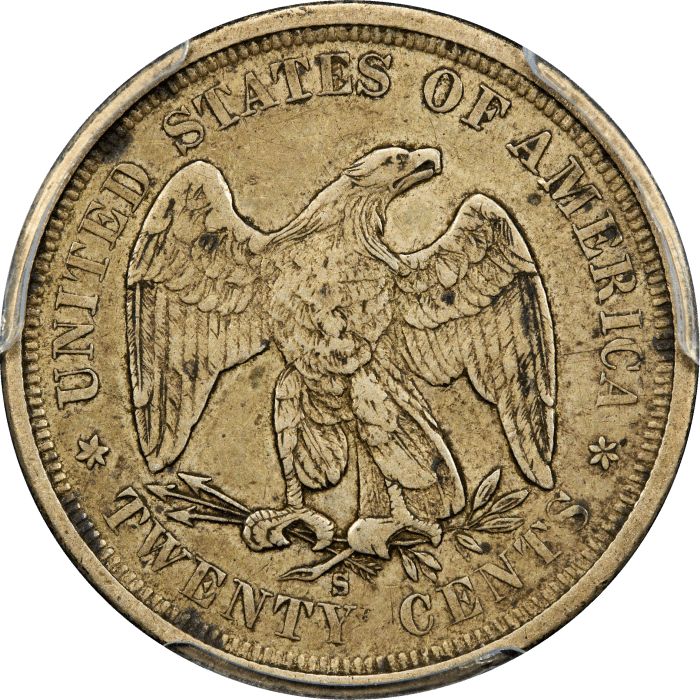1875-S Twenty Cents (20c) REVERSE Image