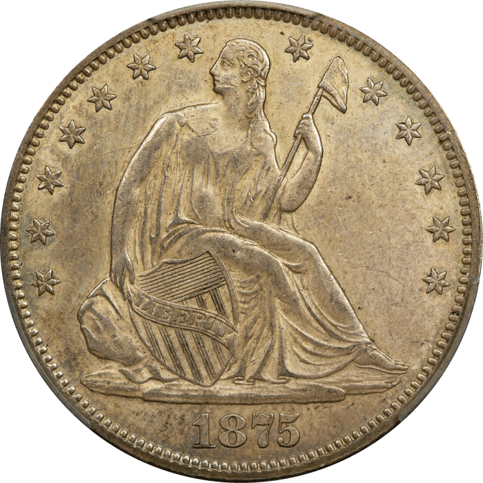 1875 Seated Liberty Half Dollar (50c) Obverse Image