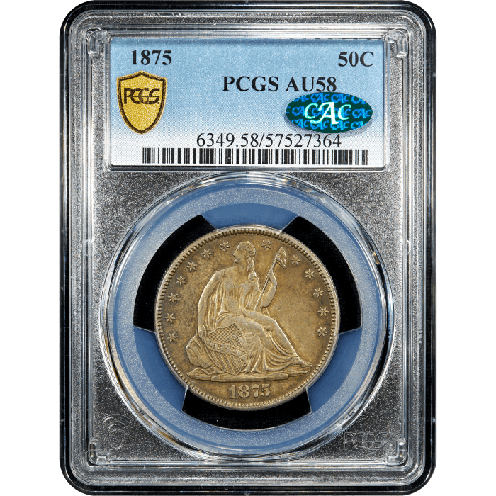 1875 Seated Liberty Half Dollar (50c) SLAB Image