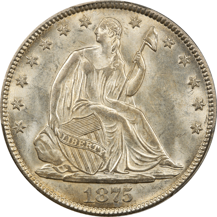 1875 Seated Liberty Half Dollar (50c) Obverse Image
