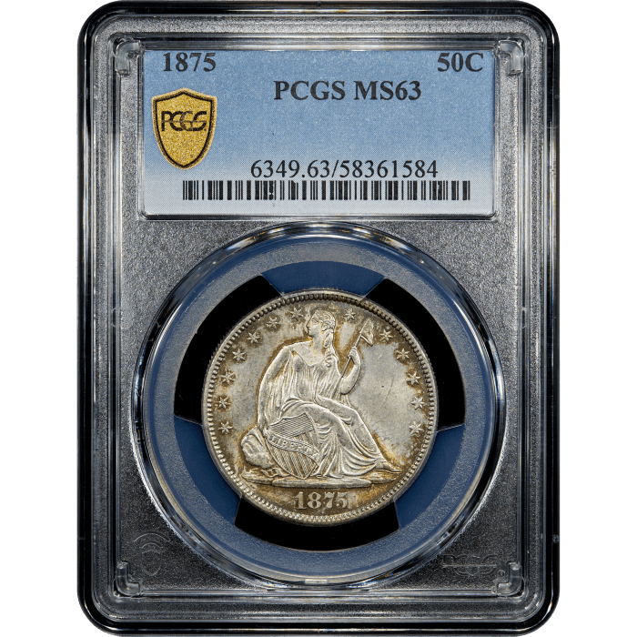 1875 Seated Liberty Half Dollar (50c) SLAB Image