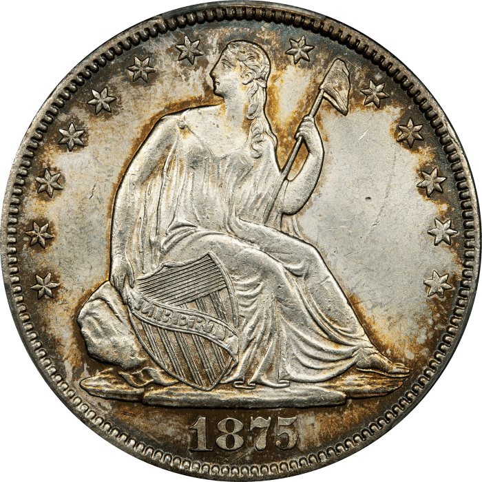 1875 Seated Liberty Half Dollar (50c) OBVERSE Image
