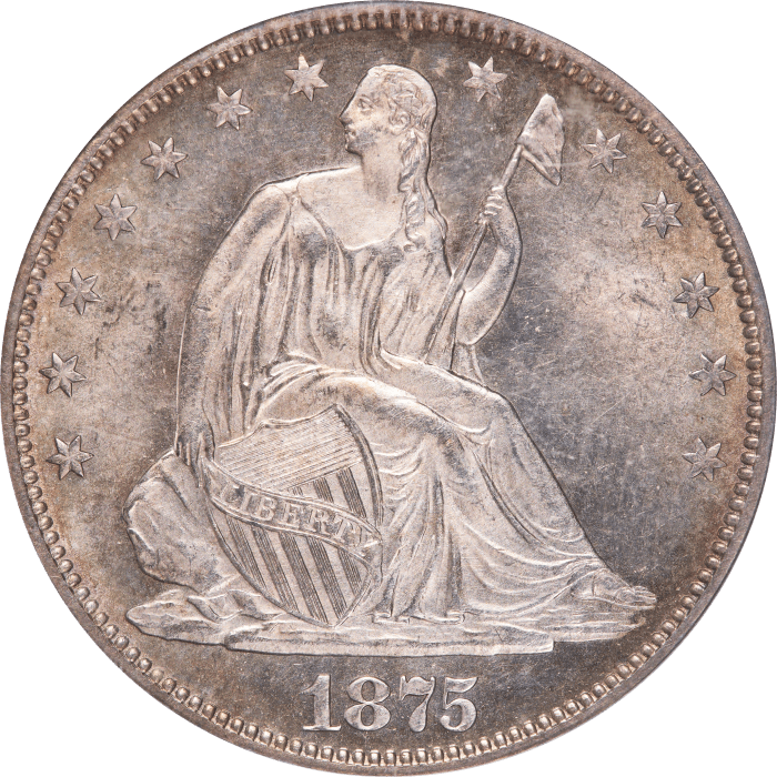 1875 Seated Liberty Half Dollar (50c) Obverse Image