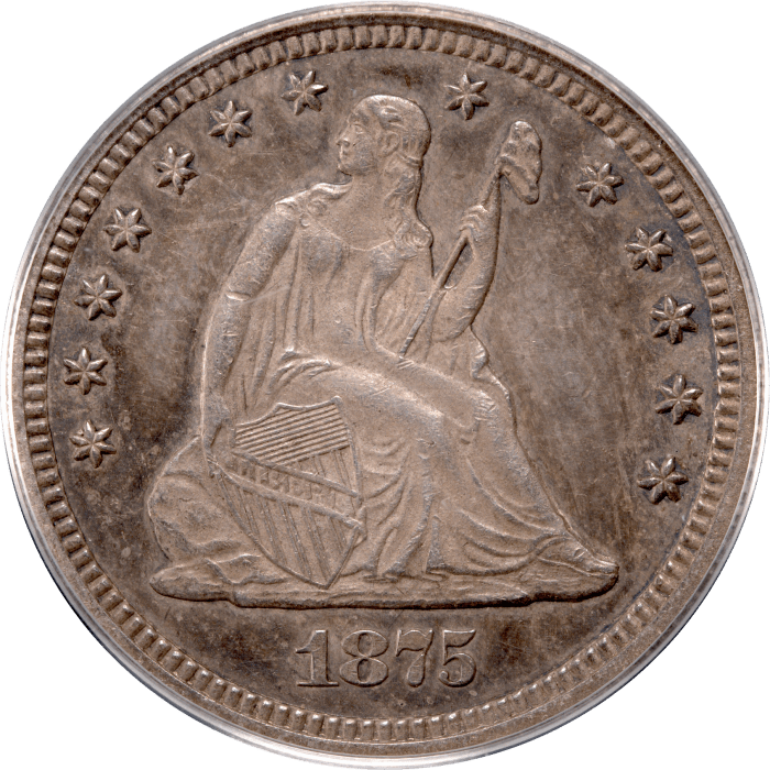 1875 Seated Liberty Quarter (25c) OGH Obverse Image