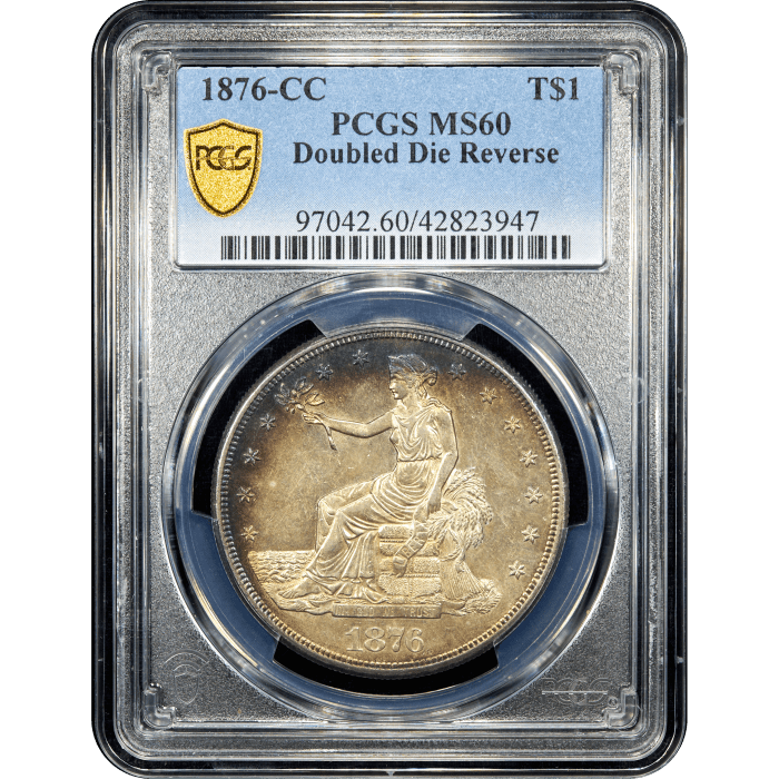 1876-CC Trade Dollar ($1) Doubled Die Reverse  Obverse Slab Image