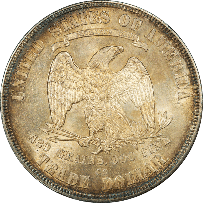 1876-CC Trade Dollar ($1) Doubled Die Reverse  Reverse Image