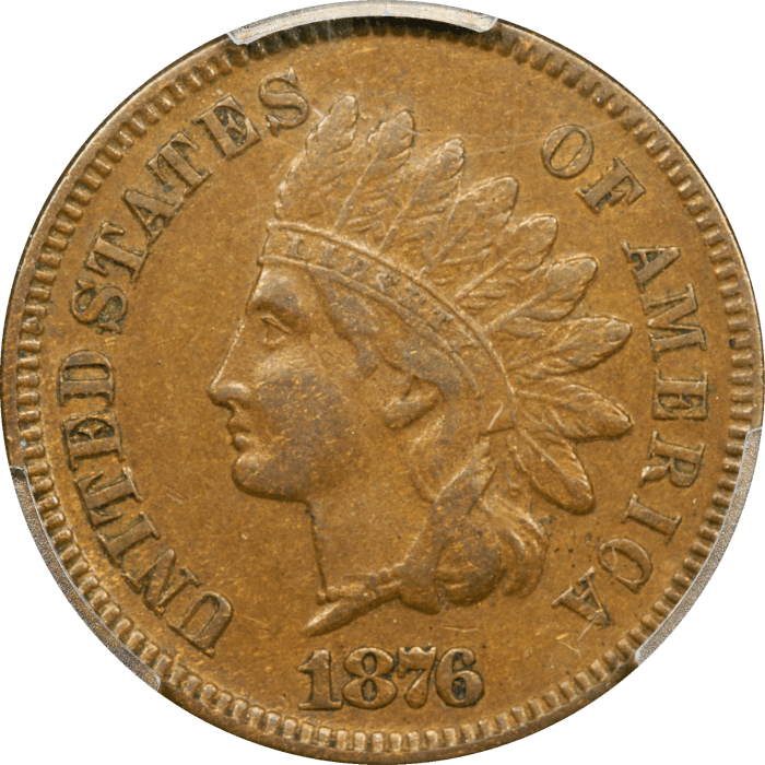 1876 Indian Cent (1c) OBVERSE Image