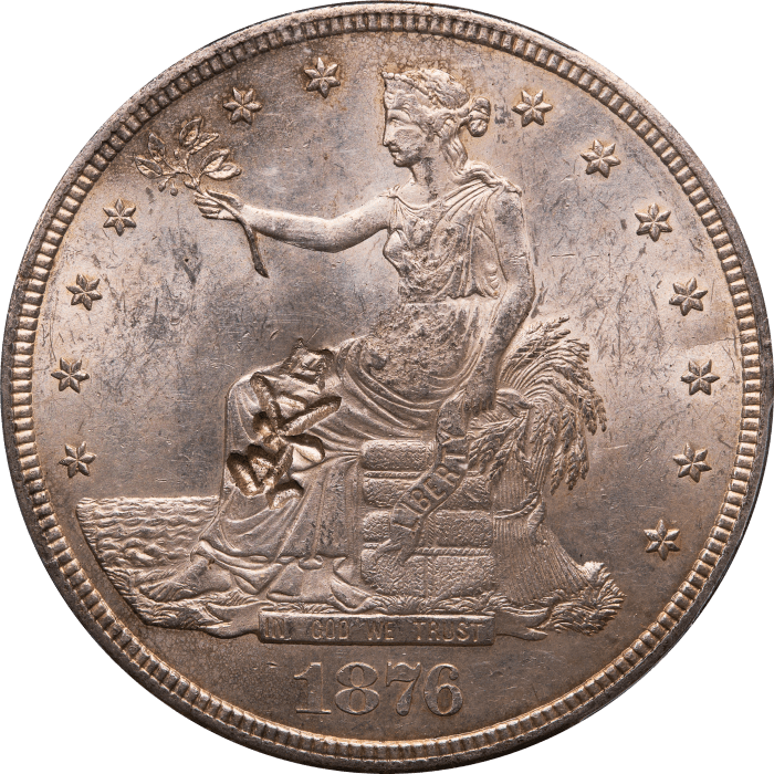 1876-S Trade Dollar (T$1) Chopmarked Obverse Image