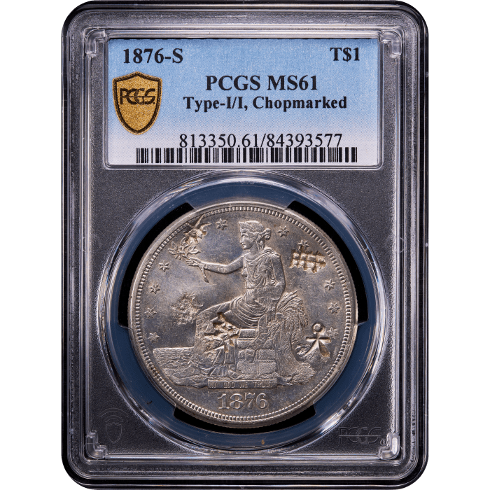 1876-S Trade Dollar (T$1) Type-I/I Chopmarked Obverse Slab Image