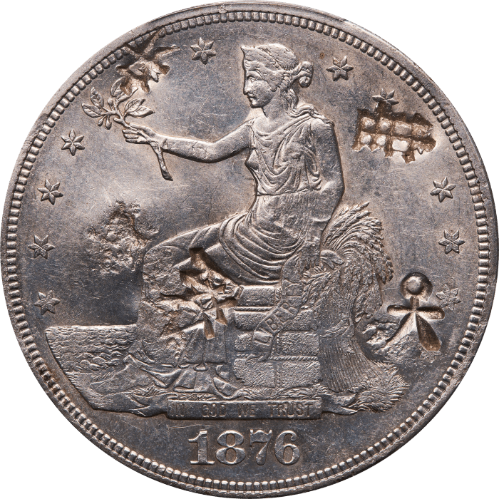 1876-S Trade Dollar (T$1) Type-I/I Chopmarked Obverse Image