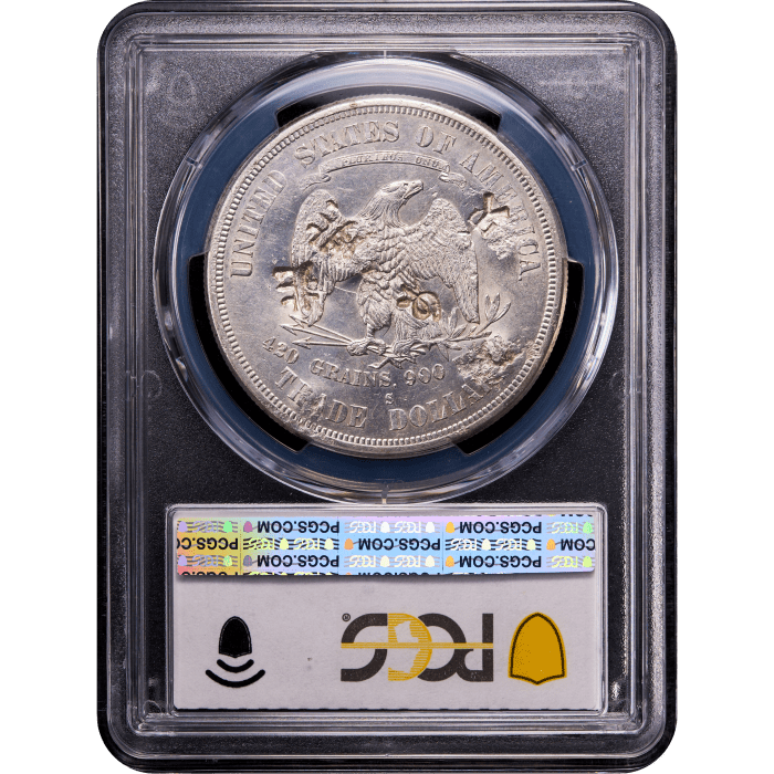 1876-S Trade Dollar (T$1) Type-I/I Chopmarked Reverse Slab Image