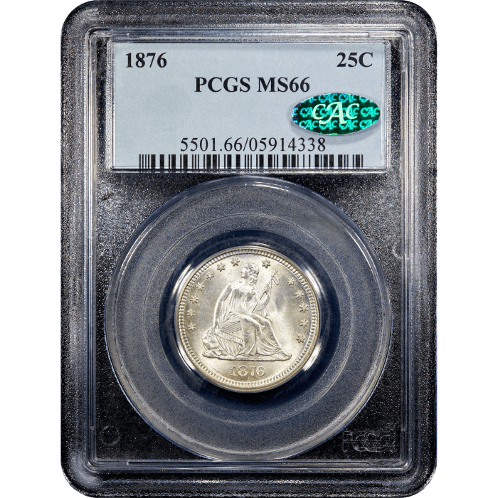 1876 Seated Liberty Quarter (25c) Obverse Slab Image