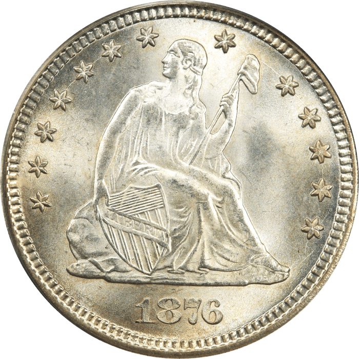 1876 Seated Liberty Quarter (25c) Obverse Image