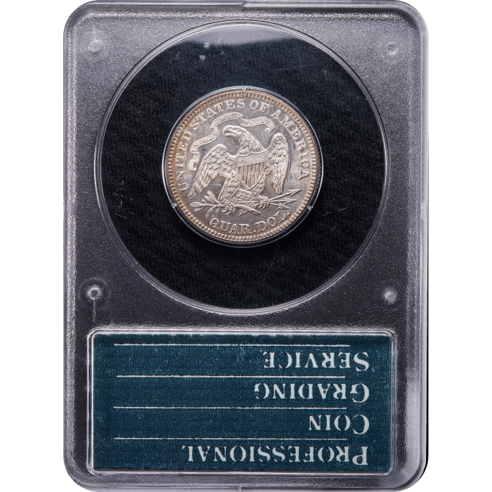 1876 Seated Liberty Quarter (25c) Rattler Reverse Slab Image