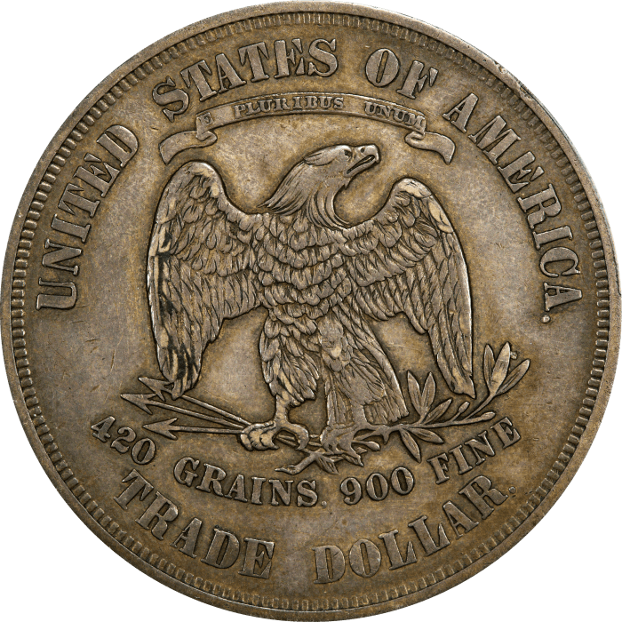 1876 Trade Dollar (T$1) REVERSE Image