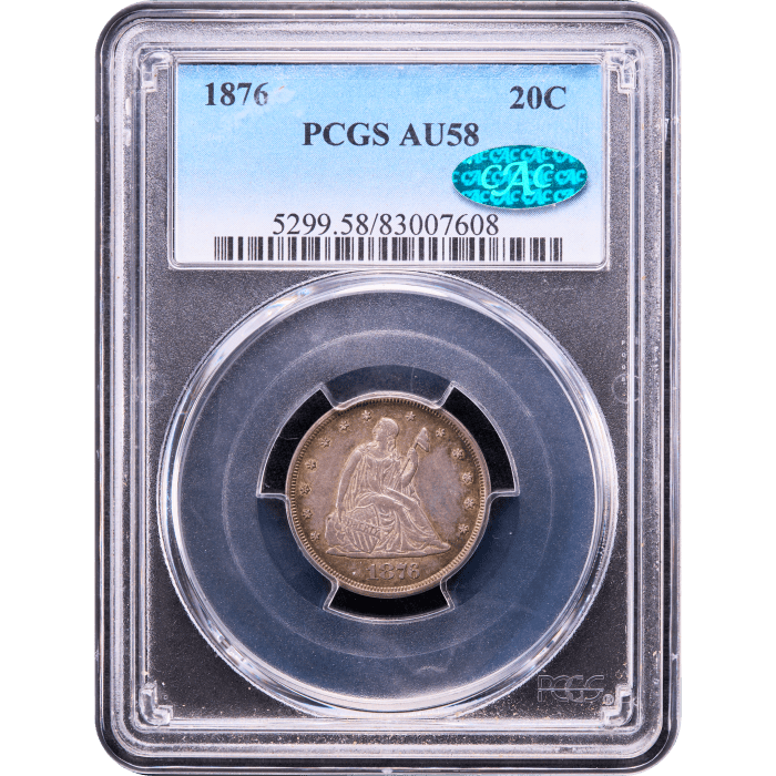 1876 Twenty Cents (20c) Obverse Slab Image